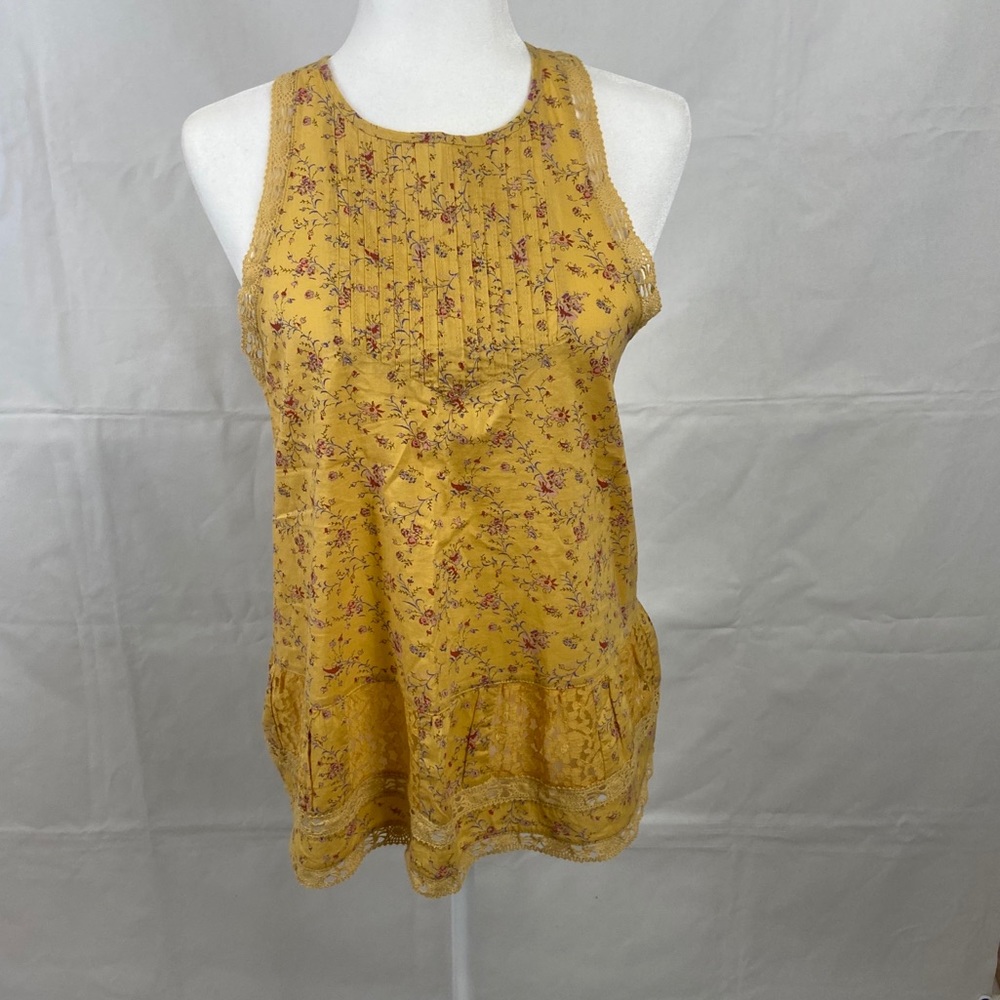 Hollister Yellow Floral Tank Top Size Large